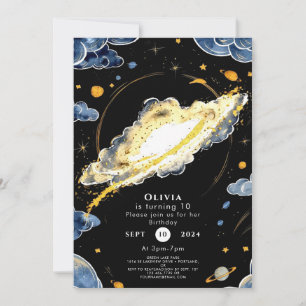 Comet Editable Space Birthday Invitation