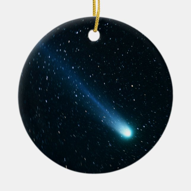 Comet in Night Sky Ceramic Tree Decoration (Front)