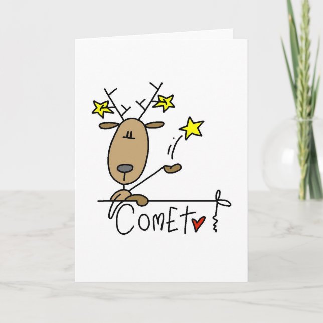 Comet Reindeer Christmas Tshirts and Gifts Holiday Card (Front)
