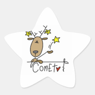Comet Reindeer Christmas Tshirts and Gifts Star Sticker