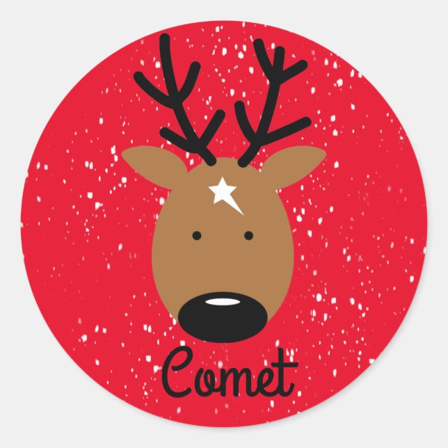 Comet Reindeer Classic Round Sticker (Front)