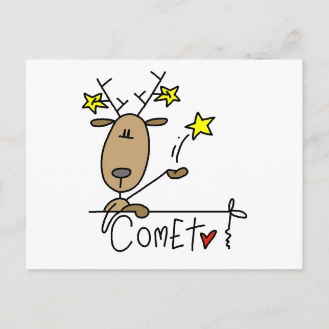 Comet Reindeer Tshirts and Gifts Postcard (Front)