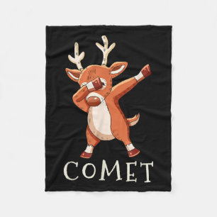 Comet Santas Reindeers Family Matching Outfit Chri Fleece Blanket