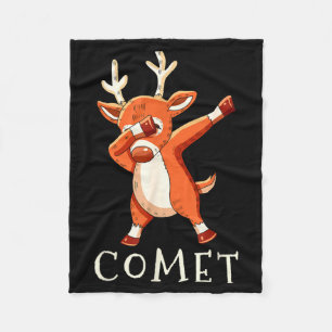 Comet Santas Reindeers Family Matching Outfit Chri Fleece Blanket
