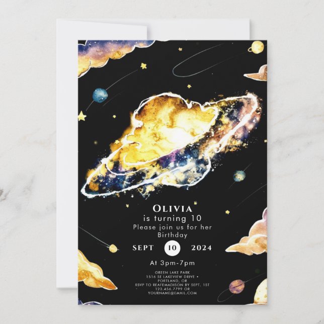 Comet Whimsy Space Birthday Invitation (Front)
