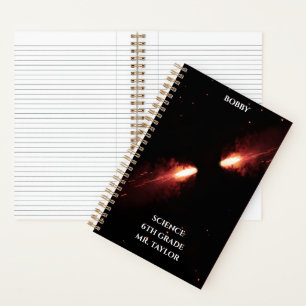 Comets Collide Orange Cosmic Space Notebook