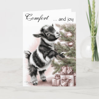 Comfort and Joy - Baby Goat Christmas Holiday Card
