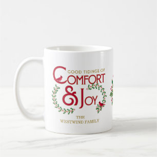 Comfort and Joy Christmas Typography Personalised Coffee Mug