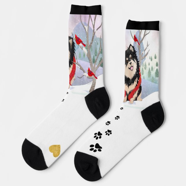 COMFORT AND JOY Finnish Lapphund crew socks (Left)