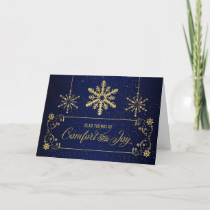 Comfort and Joy Golden Snowflakes Holiday Card