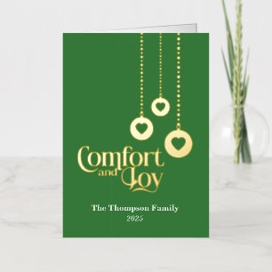 "Comfort and Joy" Green Folded Foil Holiday Card