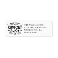 Comfort and Joy Modern Handlettered Return Address