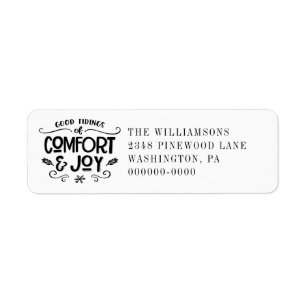 Comfort and Joy Modern Handlettered Return Address Return Address Label