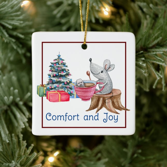 Comfort And Joy Mouse With Tea Ornament (Tree)