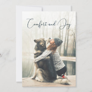 Comfort and Joy Personalized Holiday Photo Card