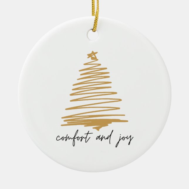 Comfort and Joy Simple Elegant Christmas Ornament  (Front)
