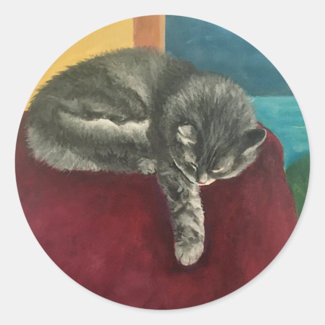 Comfort Cat Classic Round Sticker (Front)