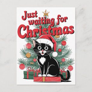 Comfort Colors® Christmas Tree And Cat 2025 Holiday Postcard