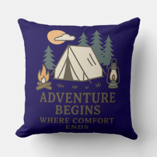 Comfort Ends   Rustic Camping Quote Throw Pillow