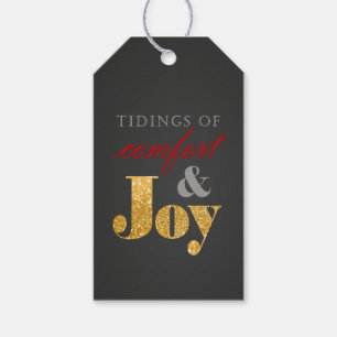 Comfort & Joy Gold Sparkle Christmas Gift Tag