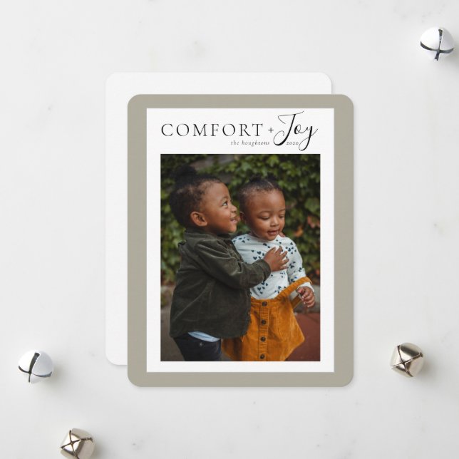 Comfort + Joy Holiday Photo Card (Front/Back In Situ)