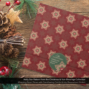 Comfort & Joy Holly Star Personalised Stickers