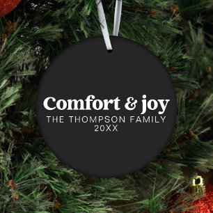 Comfort & Joy Modern Minimalist Black Christmas Ornament