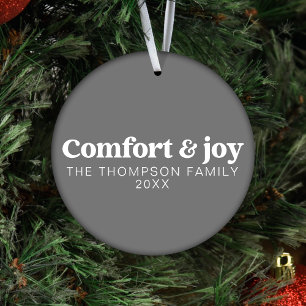 Comfort & Joy Modern Minimalist Grey Christmas Ornament
