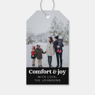 Comfort & Joy Photo and Name Modern Christmas Gift Tags