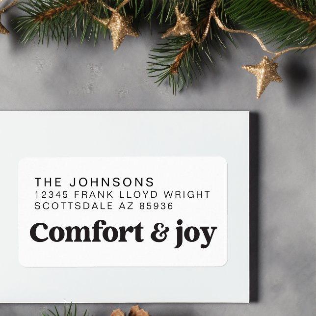 Comfort & Joy Photo and Name Modern Christmas Label (Creator Uploaded)