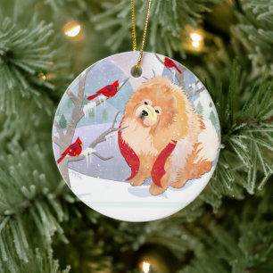 COMFORT & JOY with year-  rough Chow ornament