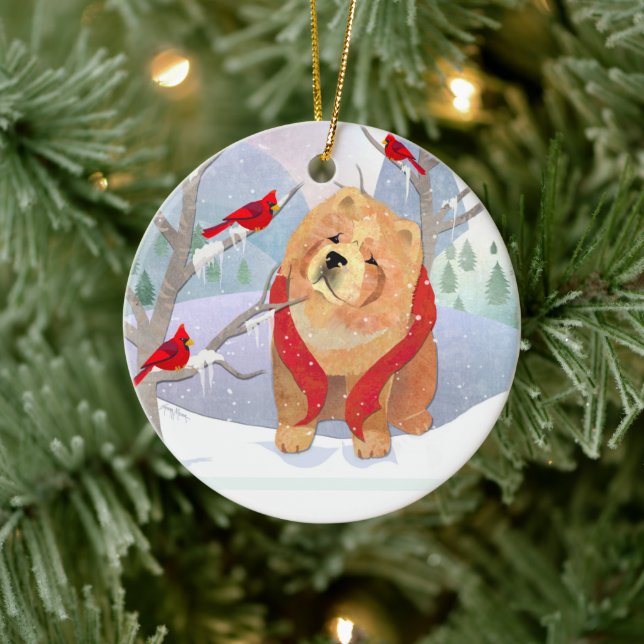 COMFORT & JOY with year-  smooth Chow ornament (Tree)