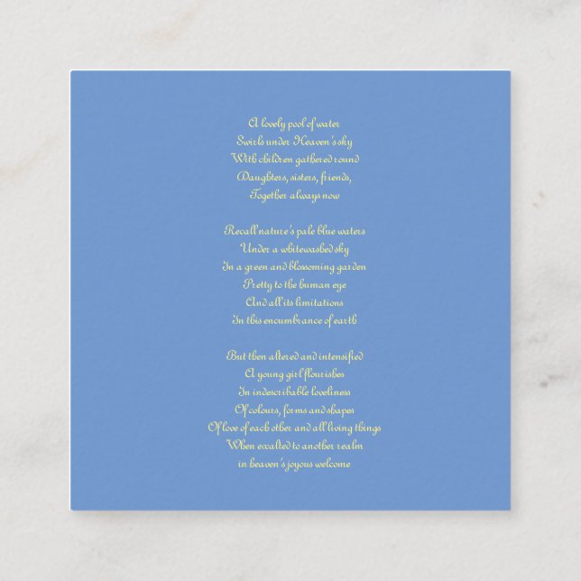 Comfort poem for loss of daughter, sister, friend  enclosure card (Back)