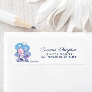 Comfort & Security   Charlie & Snoopy Hug Return Address Label