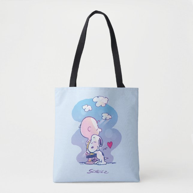 Comfort & Security | Charlie & Snoopy Hug Tote Bag (Front)