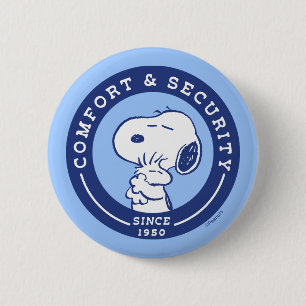 Comfort & Security   Snoopy & Woodstock Hug 6 Cm Round Badge