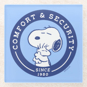 Comfort & Security   Snoopy & Woodstock Hug Glass Coaster