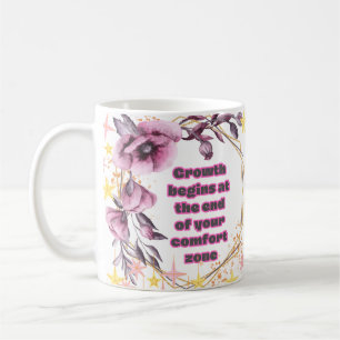 Comfort Zone Growth - Motivational Floral Mug