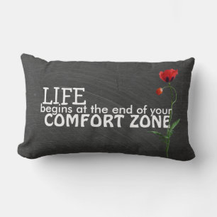 Comfort Zone quote on chalkboard Lumbar Cushion