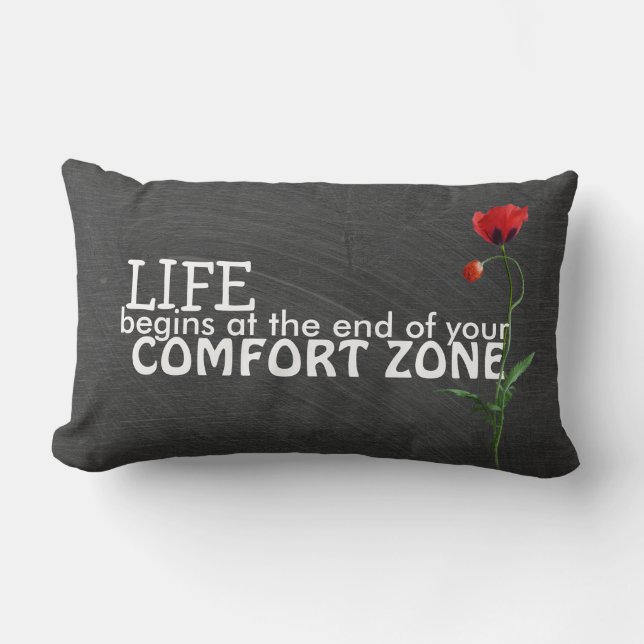Comfort Zone quote on chalkboard Lumbar Cushion (Front)
