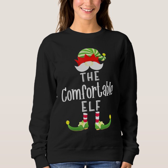 Comfortable Elf Group Christmas Pajama Party Sweatshirt (Front)