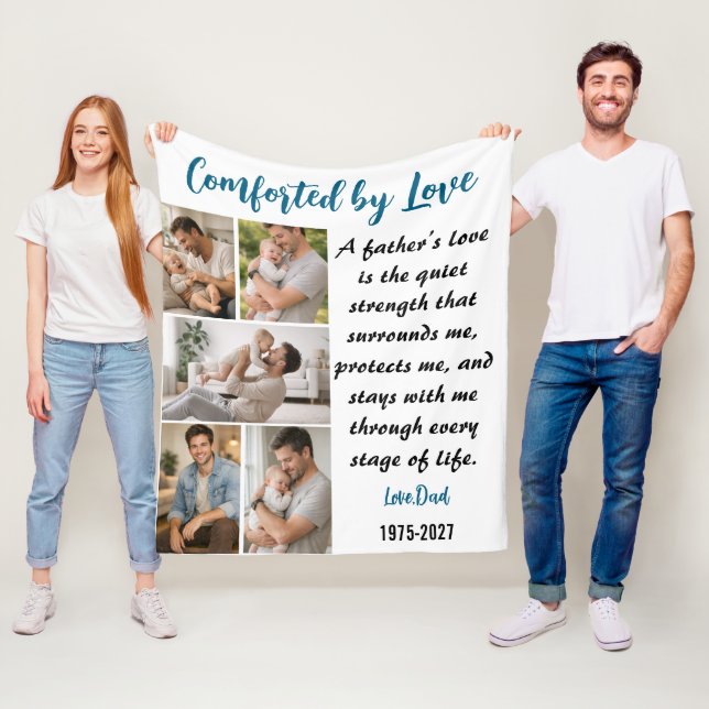 Comforted by Love Personalized 5 Photo Custom  Fleece Blanket (In Situ)