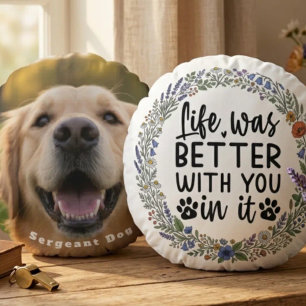 Comforting Wildflower Meadow Pet Remembrance Round Cushion