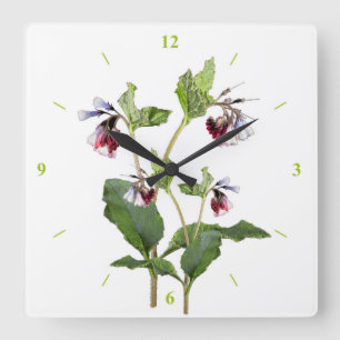 Comfrey. Square Wall Clock