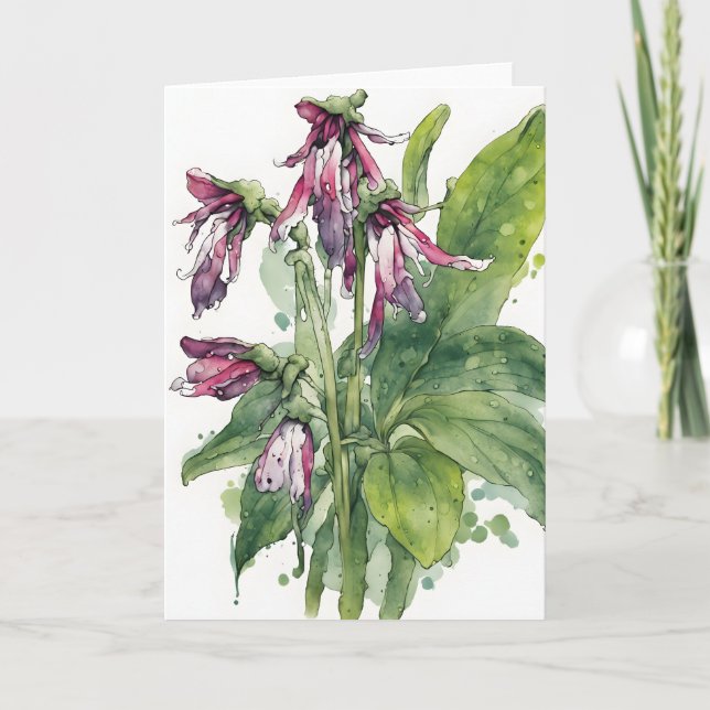 Comfrey - Watercolor flowers Card (Front)