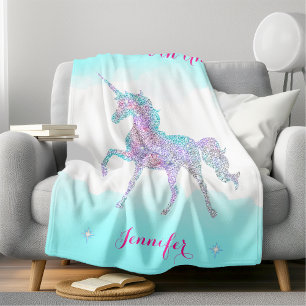 Comfy and Plush Sparkly Unicorn Fleece Blanket