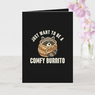 Comfy Burrito Racoon Birthday Card