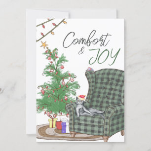 Comfy Christmas Cat Comfort & Joy Holiday Card