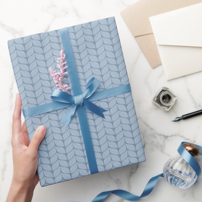 Comfy Cozy Knit Sweater Wrapping Paper - Blue (Gifting)