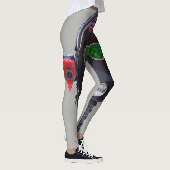 Comfy Hipster Leggings grey robot print (Right)